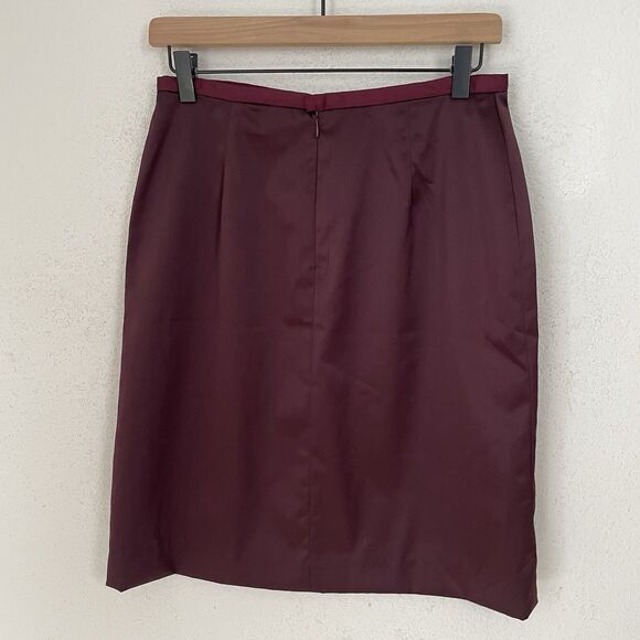 Vintage Y2k GAP Women Burgundy A-Line Skirt Size 6 OfficeCore Satin 90s - Picture 2 of 7